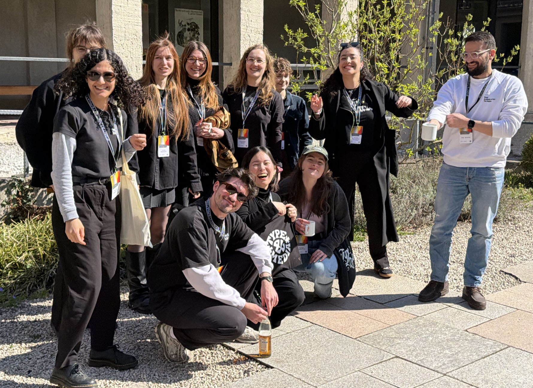 group photo of the tm2526 students, on a sunny day in Berlin, attending the Berlin FontStand conference.