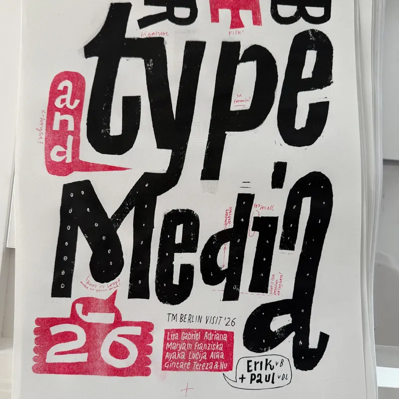 RISO print with some handdrawn lettering by Erik, as a handout during the 2026 Berlin trip.